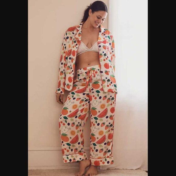 New L Karen Mabon x Anthropologie Juicy Fruit long-sleeve pajama set - Picture 1 of 11